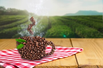 Aroma fresh roasted brown coffee beans