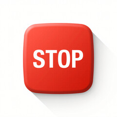 vector illustration of a stop button, flat design, solid red square, white background, centered, 1024&times;1024, crisp edges, high‑detail