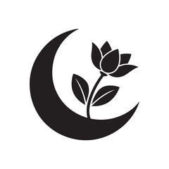 Crescent Moon with Flower