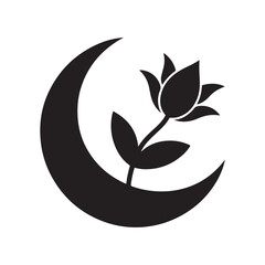 Floral Moon Silhouette Design