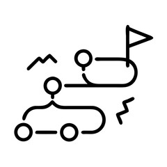 Journey to success with a flag and a winding road