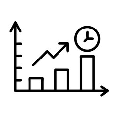 Line graph showing upward trend with clock icon