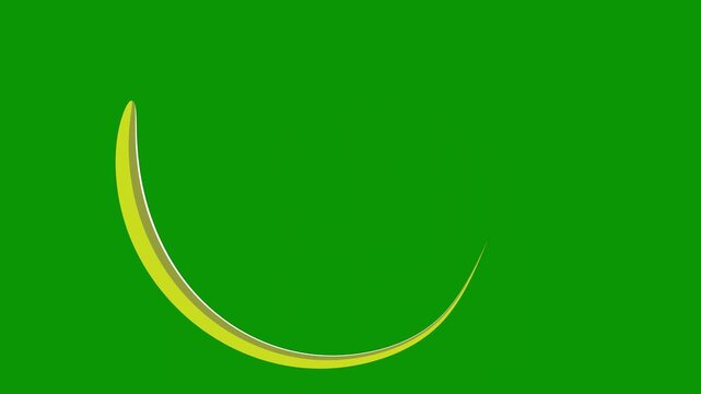 A green screen with white background and the letter c on yellow circle banana ball in middle animated chromakey background expression figure cartoonish depth frame movement backgrounds