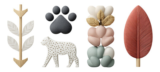 Colorful Isolated Objects in Various Shapes and Styles on Transparent Background