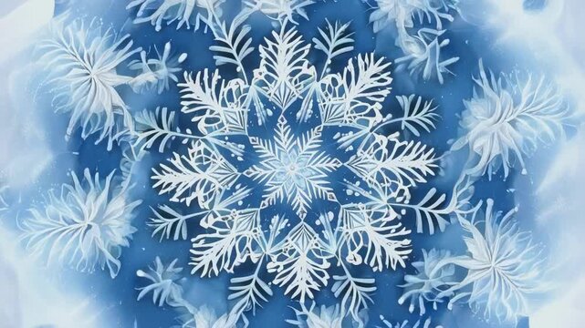 mandala snowflake on blue background