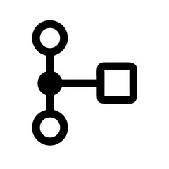 Simple black diagram icon with circles and a square