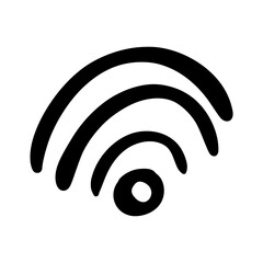 Black hand-drawn WiFi symbol on white background