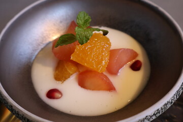 fresh fruit and yoghourt