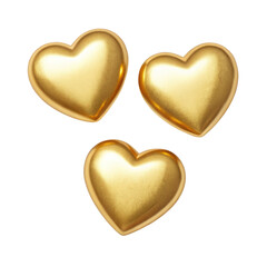 Set of golden 3d hearts png golden hearts png 3d hearts png decorative hearts png love hearts png romantic hearts png transparent background image © PNG World