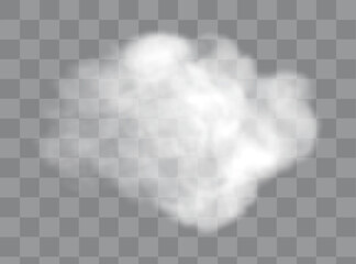 Fog or smoke isolated transparent background. White cloud, fog, smog, dust, steam.