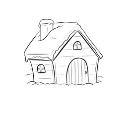 snowy house digital illustration drawing isolated
