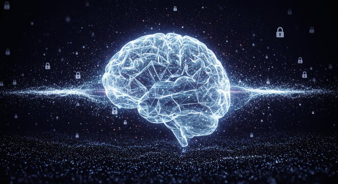 Digital Brain Security AI Cybersecurity Protection for Data and Privacy - Powered by Adobe