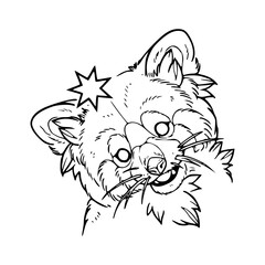 Obraz premium cute raccoon head outline sketch