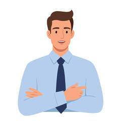 Confident smiling businessman with arms crossed looking forward