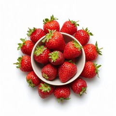 Fresh strawberries in a bowl isolated on pure white background