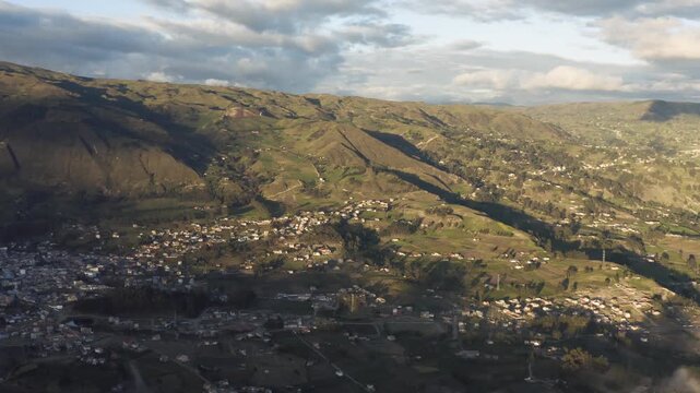 Town in the Andes, El Tambo, Ecuador, aerial view