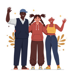 Happy Intergenerational Group Waving Enthusiastically Together