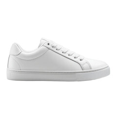 Classic white leather sneaker side profile clean design minimal style footwear