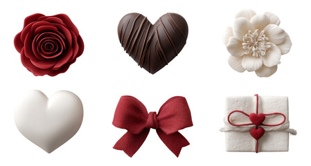 Various Decorative Elements for Celebrations and Special Occasions in Isolated View