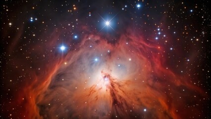 Stunning cosmic cloud nebula with bright stars and gas