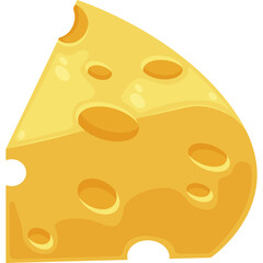A delicious wedge of yellow cheese with circular holes and a textured surface