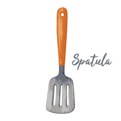 spatula kitchen tool in watercolor illustration style, isolated vector on white background
