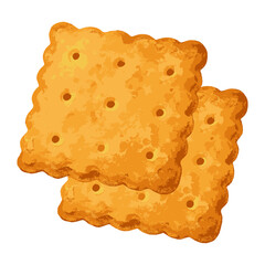 biscuit crackers in watercolor illustration style, isolated vector on white background
