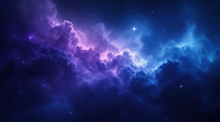 Fototapeta premium Vibrant cosmic nebula with swirling purple and blue hues