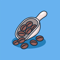 Coffee Bean Scoop Vector Illustration
