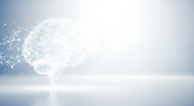 Abstract Digital Brain with Plexus Network, Representing AI, Technology, and Innovation