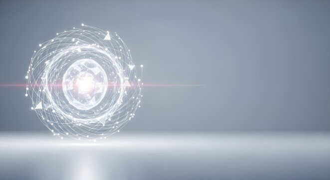 Abstract Global Digital Network Sphere with Glowing Connections on a Modern Background