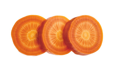 carrot slices isolated on white background.