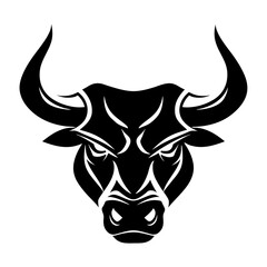 Powerful black bull head vector illustration, strong animal symbol, aggressive ox graphic art for mascot design, logo, emblem