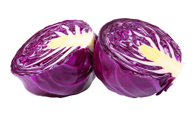 red cabbage halves isolated on white background