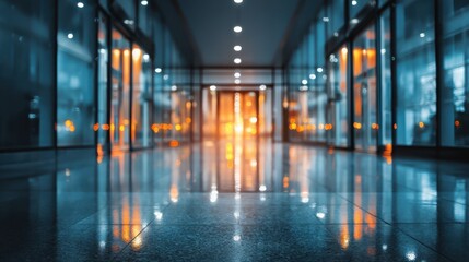 Fototapeta premium Hospital corridor scene brightly lit medical facility interior photography focused perspective clean environment