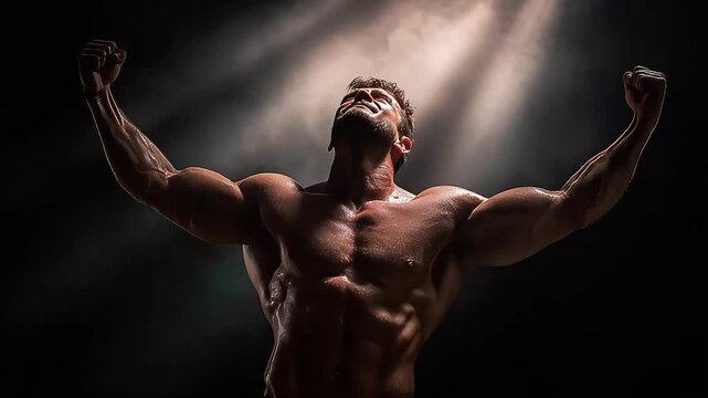 The muscular man lifted heavy weights effortlessly, his strength evident in every powerful movement.