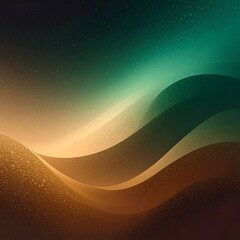 Abstract composition with flowing layers in earthy tones, transitioning to teal and deep blue at the top