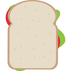 A Simple Flat Illustration of a Sandwich with Toasted Bread Lettuce and Tomato on a Transparent Background