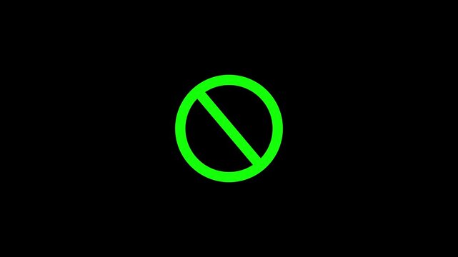 Warning, stop, no enter and prohibited sine icon on white screen. video animation
