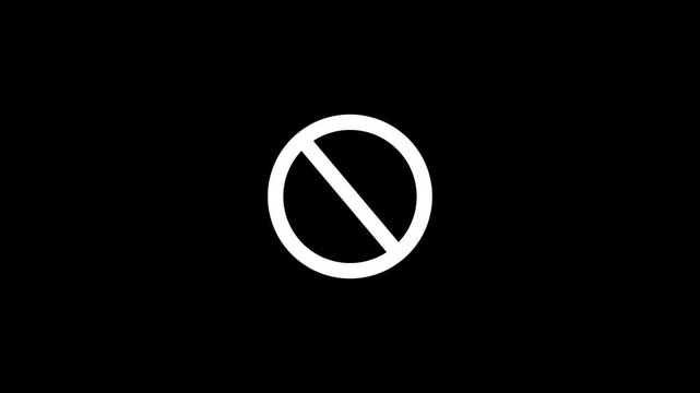 Warning, stop, no enter and prohibited sine icon on white screen. video animation