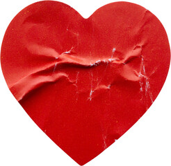 Red color heart shape sticker isolated on white background
