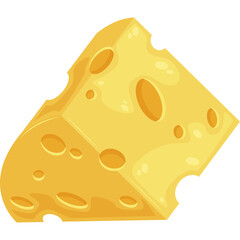 A Square Piece of Swiss Cheese With Holes Isolated on a Transparent Background