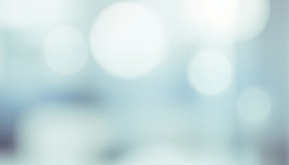 Abstract DSLR blurred business background featuring bokeh lights in soft white and blue tones, creating a cool professional atmosphere with smooth focus transitions.
