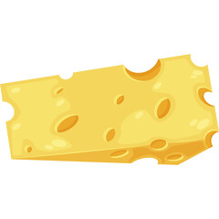 A Slice of Swiss Cheese with Numerous Holes and a Transparent Background Isolated on White