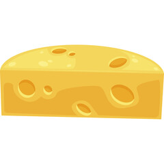 A Slice of Yellow Cheese with Irregular Holes Against a Transparent Background Offering a Simple Food Illustration