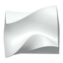 Smooth white curved sculpture with flowing abstract form.