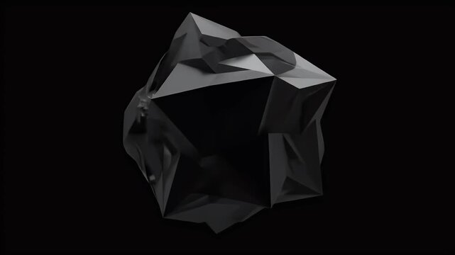 Abstract 3D Geometric Shape Dark Gray on Black Background