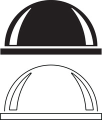 Simple silhouette and outline of a dome structure with curved arches on a flat base