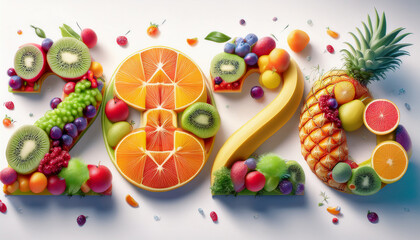 fruits in a number-shaped style