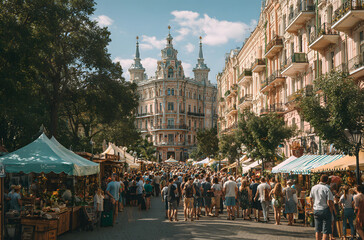 Odessa, Ukraine - July 07, 2018: Food Festival in Odessa, Ukraine. A lot of people attend an annual event dedicated to street food from suppliers and local restaurants.